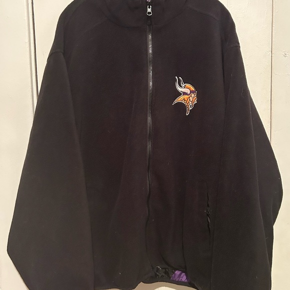 Vintage Reversible 90s Minnesota Vikings Jacket Nylon Fleece NFL Embroidered - Picture 9 of 16